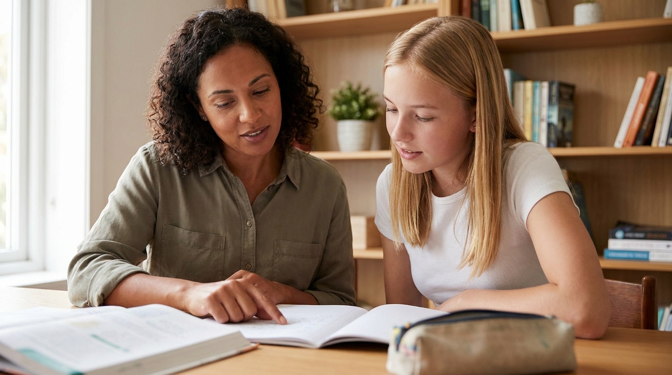 A Cardinal Education coach working one-on-one with a student