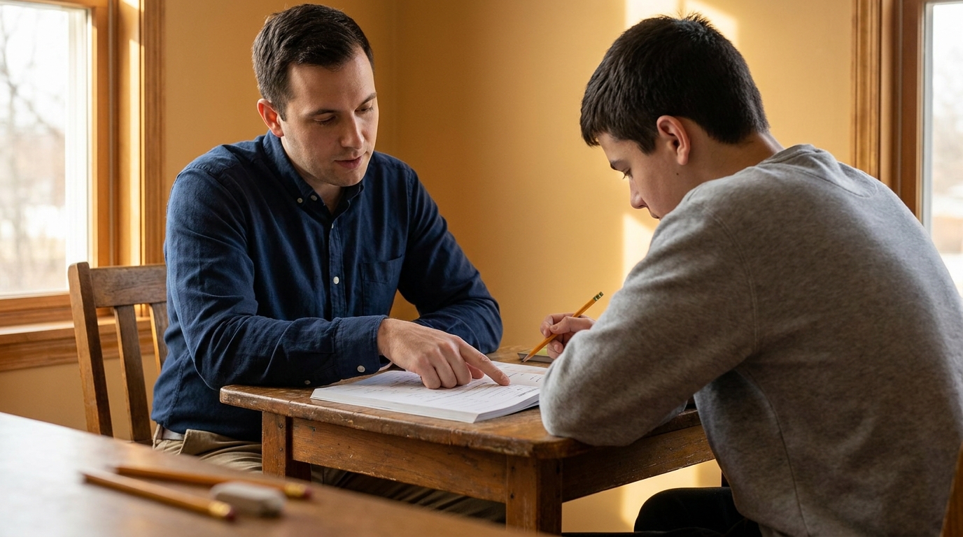 Student preparing for high-stakes test prep with a mentor